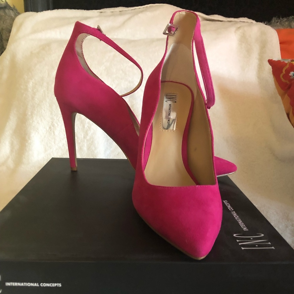 INC pink suede 4 inch high heel